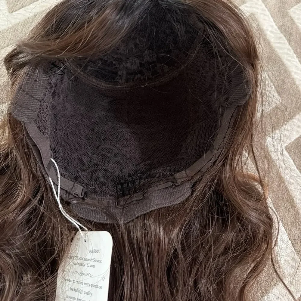 Synthetic long Highlighted Wig with Bangs with beautiful face framing
